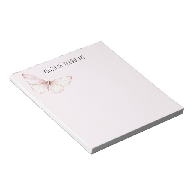 Bloc-note Joli Papillon Rose Croyez dans les Rêves (Incliné)