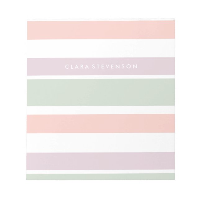 Bloc-note Joli pastel motif rose-vert violet rayures (Devant)