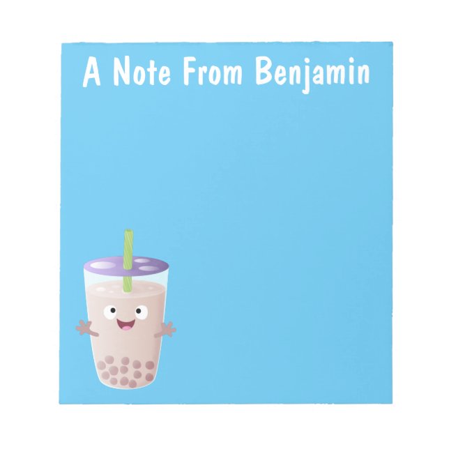 Bloc-note Joli personnage de dessin animé boba thé bulle (Devant)