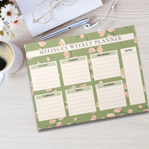 Bloc-note Joli planificateur hebdomadaire floral rose