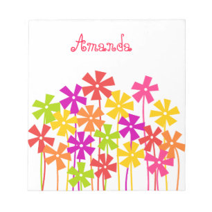 Bloc-note Joli rose jaune orange simple fleurs nom