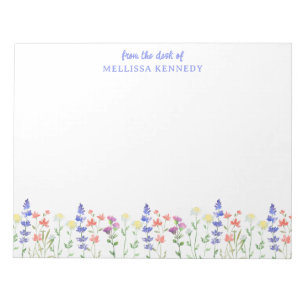 Bloc-note Jolie aquarelle Floral Fleurs sauvages Nom personn