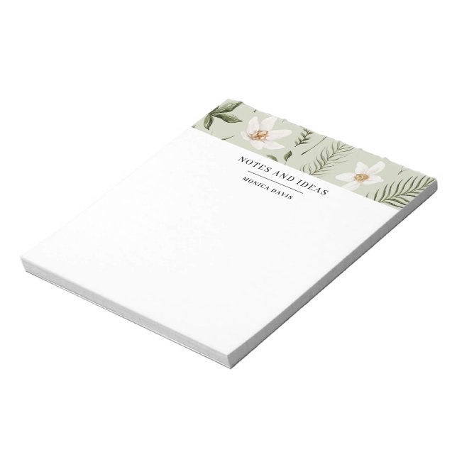 Bloc-note Jolie aquarelle florale Motif or (Tourné)