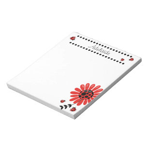 Bloc-note Jolie coccinelle rouge moderne personnalisée