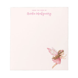 Bloc-note Jolie Fille Fée dans une Robe Rose Fantaisiste