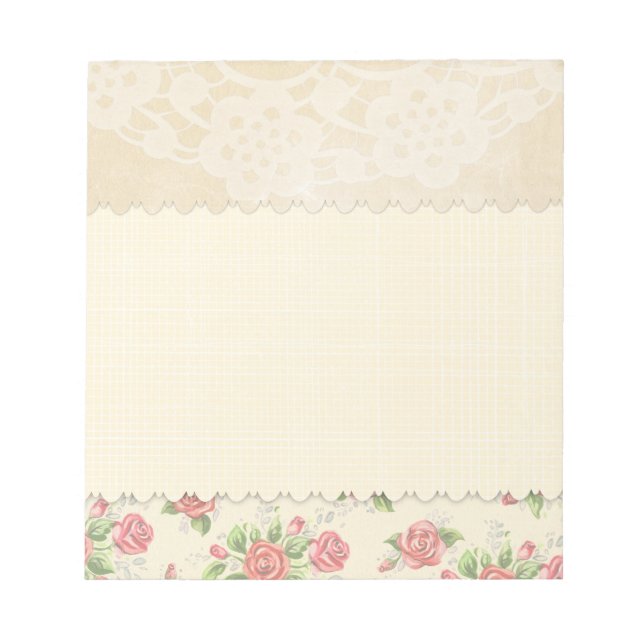 Bloc-note Jolie rose rose rose et beige dentelle (Devant)