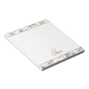 Bloc-note Jolies Fleurs Bleues Crème Beige Marron
