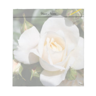 Bloc-note jolies fleurs de rose blanches pures. amour, roman