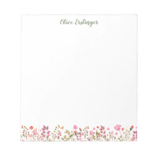 Bloc-note Jolies fleurs sauvages à l'aquarelle personnalisée