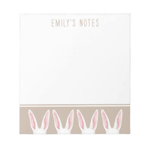 Bloc-note Jolies oreilles de lapin aquarelle blanche sur Pâq