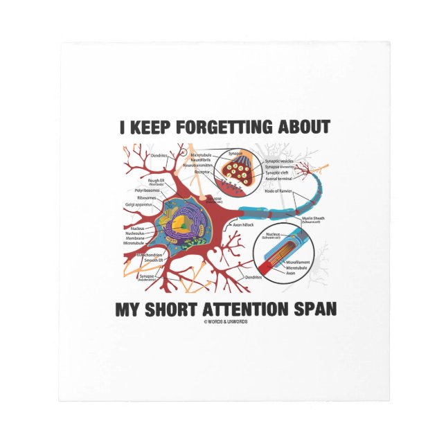 Bloc-note J'Oublie Toujours Mon Courte Portée D'Attention (Devant)