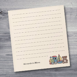 Bloc-note Jouets en bois avec train, voilier et ours en pelu