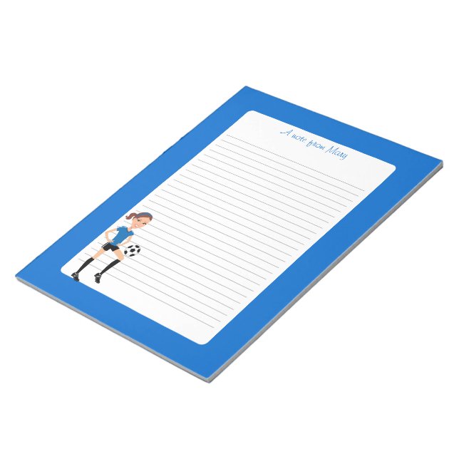 Bloc-note Joueuse de soccer de fille personnalisée (Incliné)