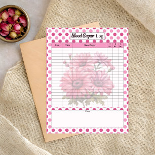 Bloc-note Journal de sucre de sang rose floral