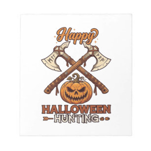 Bloc-note Joyeuse chasse d'Halloween Haches croisées Citroui