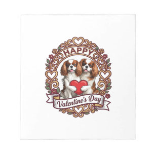 Bloc-note Joyeuse Saint-Valentin Chien Cadre Floral Cœur Rou