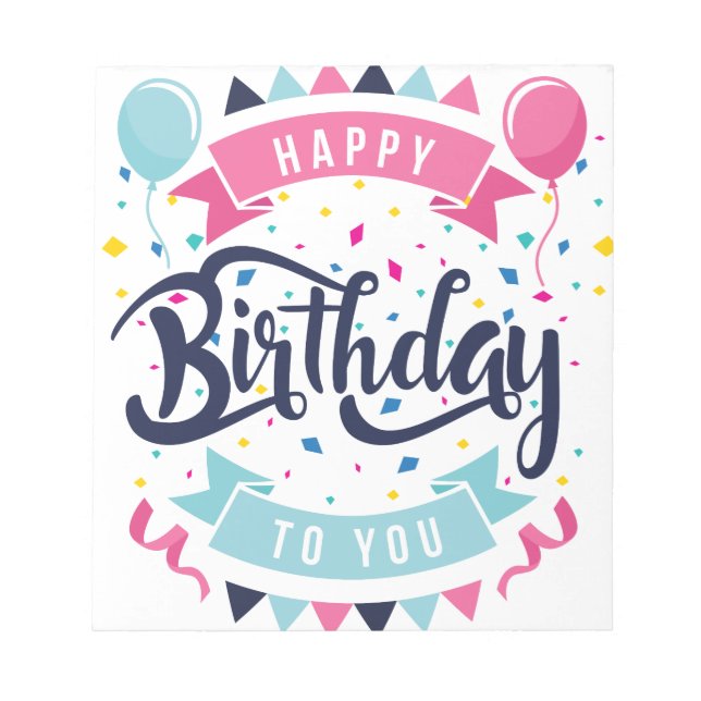 Bloc-note Joyeux anniversaire à vous confetti et le bunt (Devant)