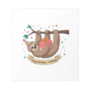 Bloc-note Joyeux anniversaire de paresseux drôle mignon