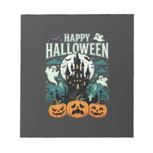 Bloc-note Joyeux Halloween Château Hanté Fantômes et Citroui