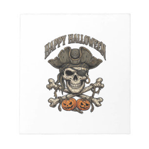 Bloc-note Joyeux Halloween Crâne de Pirate Os Croisés Citrou