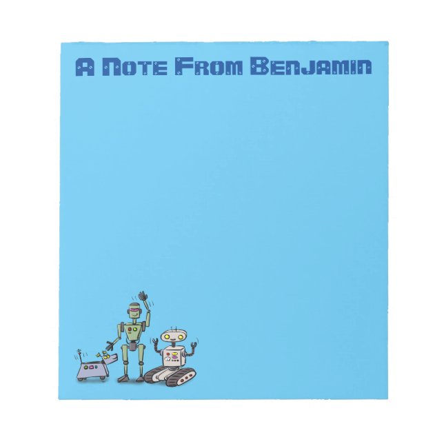 Bloc-note Joyeux joli dessin de trois robots trio (Devant)