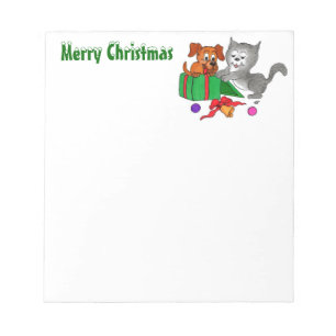 Bloc-note Joyeux Noël avec chat et chiot