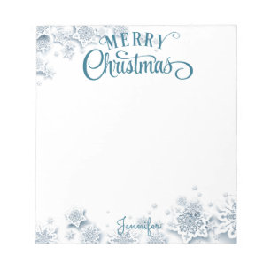 Bloc-note Joyeux Noël fantaisie Script Neige w Nom Cadeau No