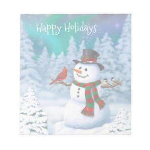 Bloc-note Joyeux Noël Snowman & Birds Winter Scene
