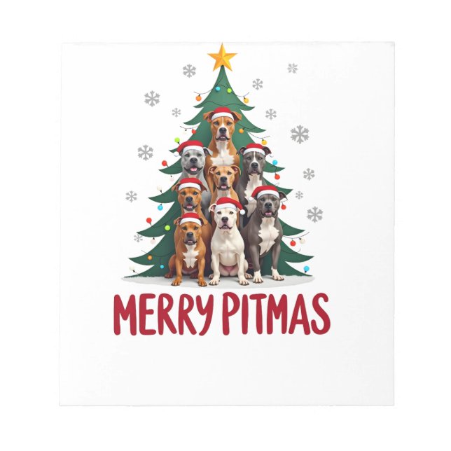 Bloc-note Joyeux Pitmas Pitbull Chien Pull de Noël Moche Tr (Devant)