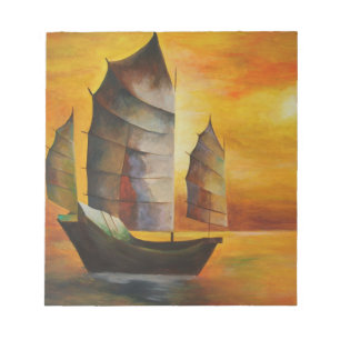 Bloc-note Junk chinoise en ocre et jaune