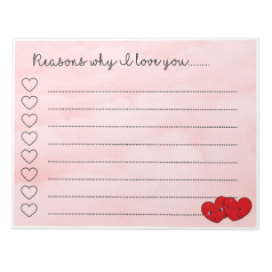 Bloc-note Kawaii raisons je t'aime message mignon