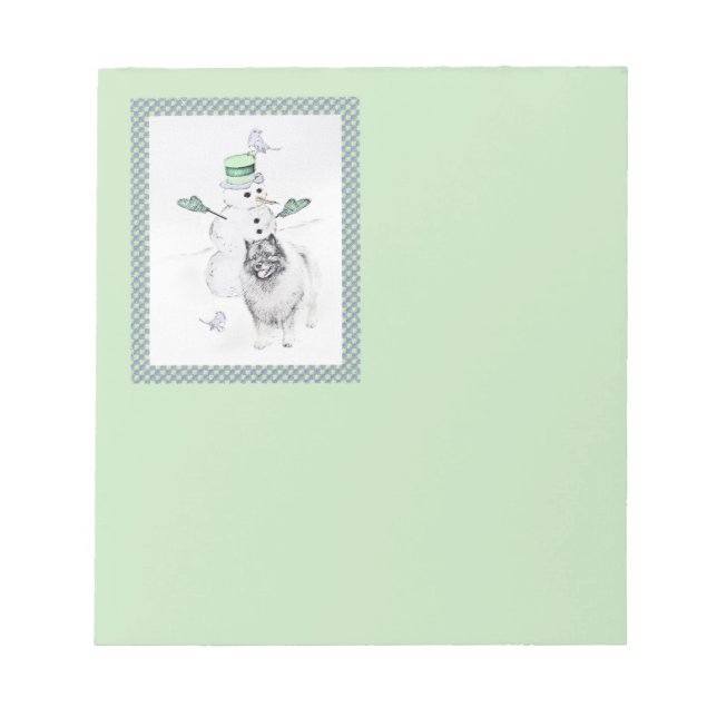 Bloc-note Keeshond Noël Snowman Peinture Chien Art (Devant)