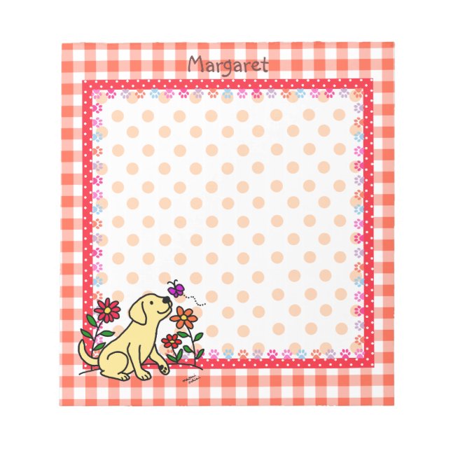 Bloc-note Labrador et vert jaune personnalisé (Devant)