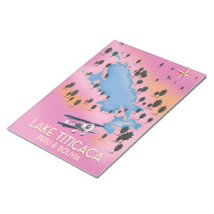 Bloc-note Lac Titicaca, Pérou, Bolivie carte du lac art de v