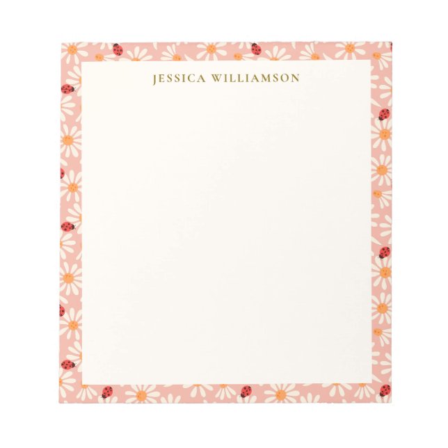 Bloc-note Ladybugs and Daisies Personalized Name (Devant)