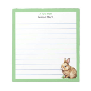 Bloc-note Lapin mignon avec cadre vert doublé