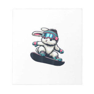 Bloc-note Lapin Mignon Réalisant un Tour de Snowboard Enfant