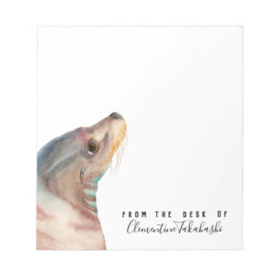 Bloc-note L'art animal   d'otarie ajoutent votre nom