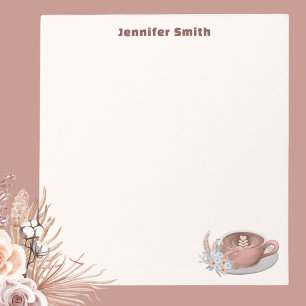 Bloc-note Latte Boho Avec Fleurs Personnalisées
