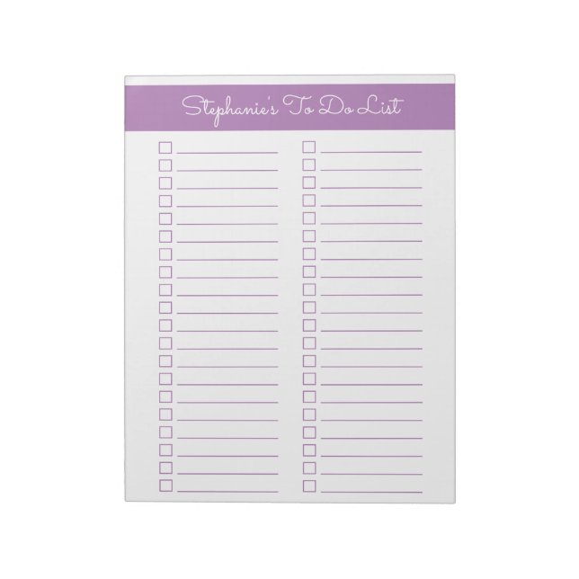 Bloc-note Lavender Vertical 8.5x11 Two Column Checklist (Tourné)