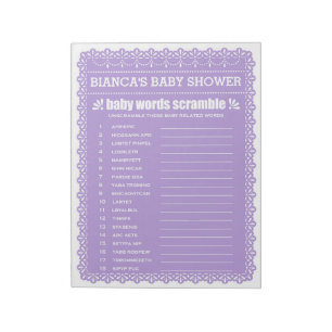 Bloc-note Le baby shower pourpre de Papel Picado de