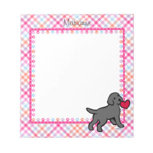 Bloc-note Le Black Lab personnalisé Puppy et Red Heart