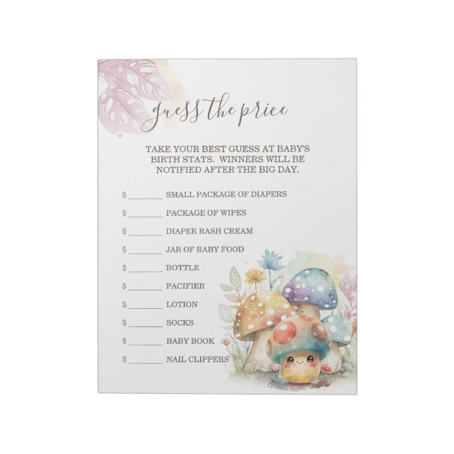 Bloc-note Le champignon capricieux devine le prix (Tourné)