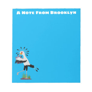 Bloc-note Le mignon secrétaire oiseau écrire des notes dessi