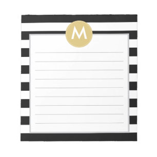 Bloc-note Le noir chic barre la protection de monogramme