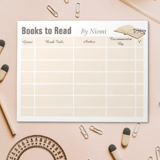 Bloc-note Lecture Books Tracker Kids Notepad