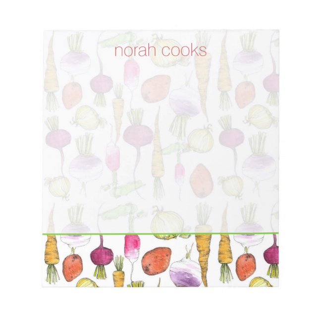 Bloc-note Légumes Racines betteraves Carottes Turnip Art (Devant)