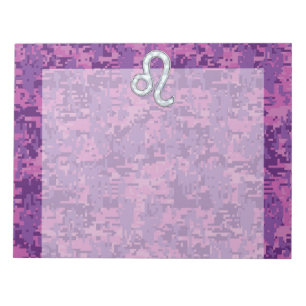 Bloc-note Leo Zodiac Symbol on Pink Fuchsia Digital Camo