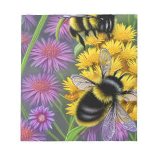 Bloc-note Les abeilles dans une prairie à fleurs