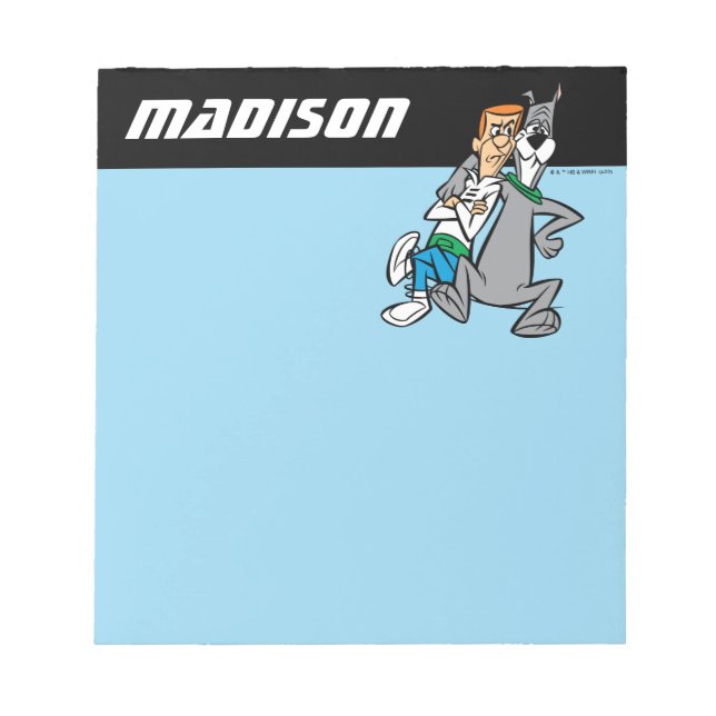 Bloc-note Les Jetsons | George & Astro | Ajouter Votre Nom (Devant)